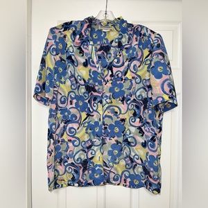 Don Kenny Colorful Button-Up short sleeve shirt, size Large